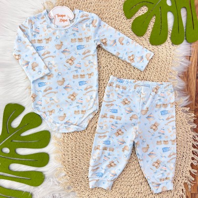 Conj. Body Manga Longa e Calça em Malha Térmica com Proteção UV50+- Brinquedos de Bebê